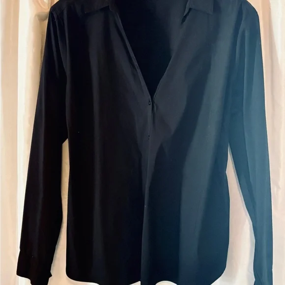 Modern Classic H&M Black N-Neck Stretch Button Down Career Shirt XXL (2X, XXL) - Picture 6 of 11